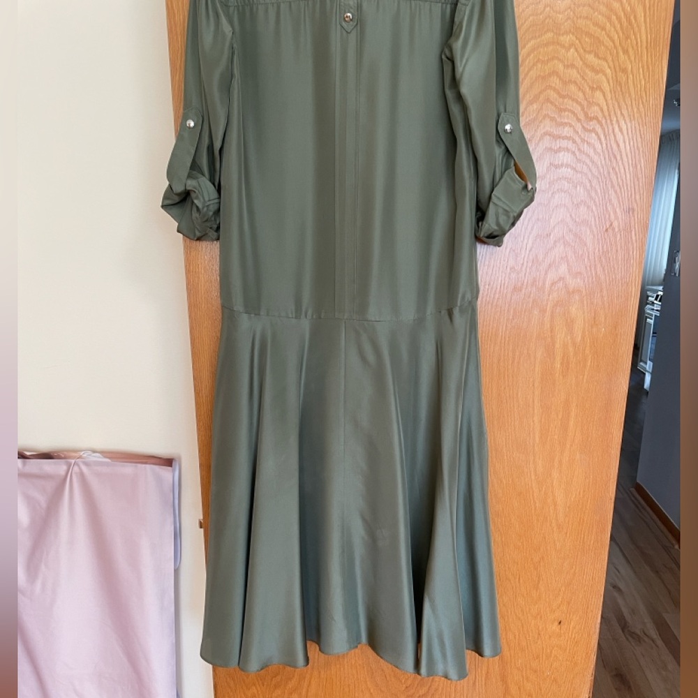 Veronica Beard Camille Green Utility Silk Dress - Picture 10 of 16
